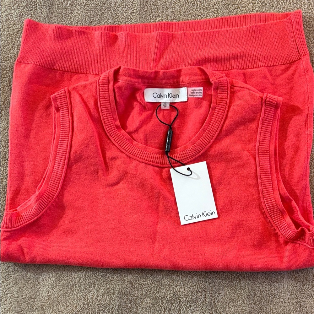 Calvin Klein Vibrant Coral Pink Knit Top